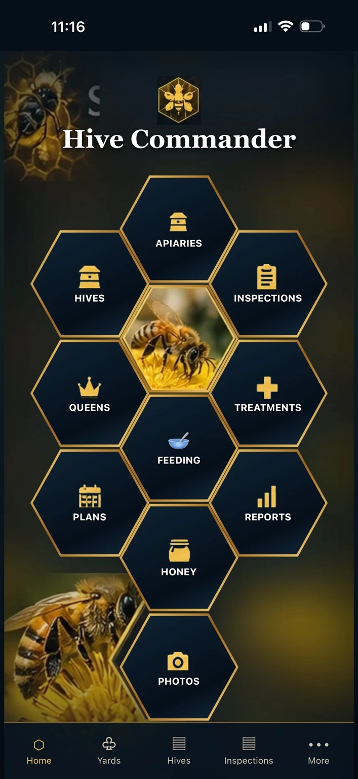 Actual Hive Commander home screen captured on iPhone